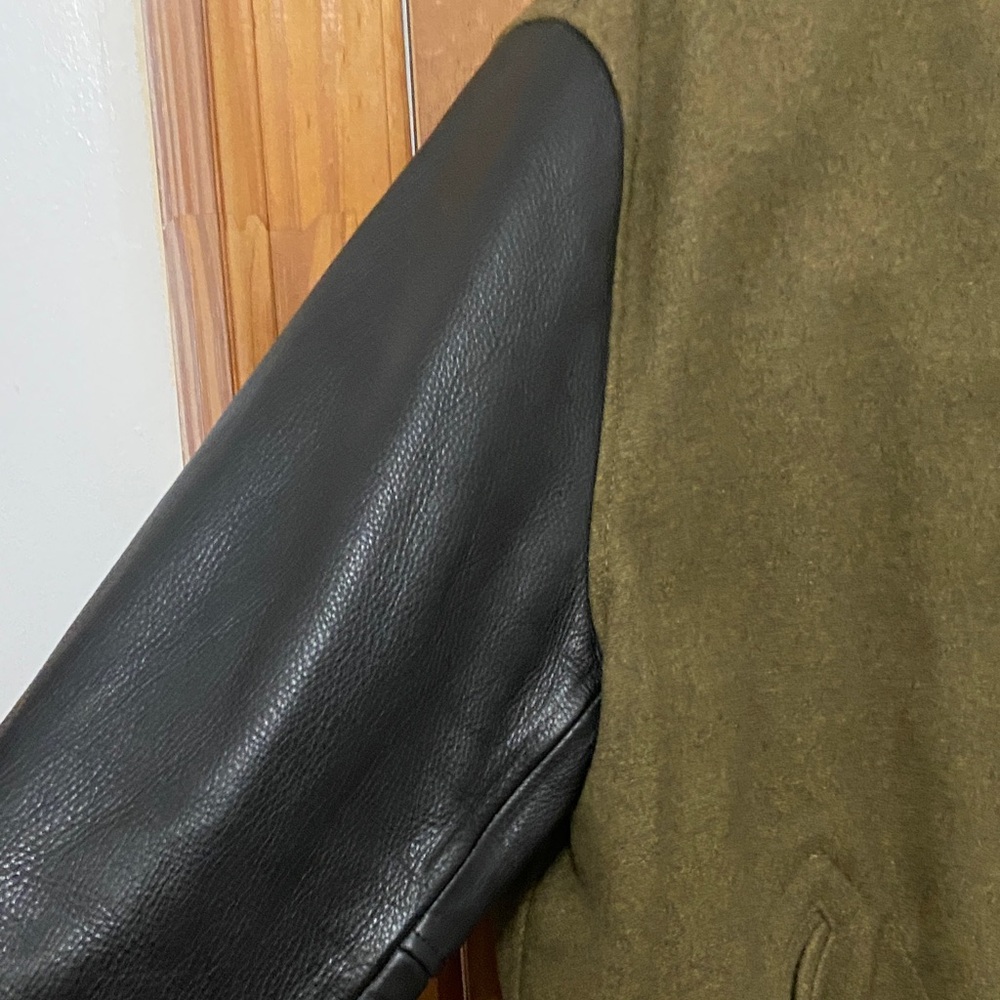 Schott nyc Olive Green and Black Men's  vintage Varsity Jacket - Picture 4 of 16